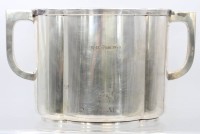 Auktion 369 / Los 11026 <br>versilberter Weink&uuml;hler von WMF im Art D&eacute;co Stil, Gravur "11./12. Juni 1949", H-22cm B-37cm T-17,8cm