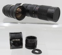 Auktion 369 / Los 14504 <br>2x Objektive sowie 1x Konverter,  Auto Makinon MC Zoom 28-80mm, Beroflex Auto Zoom 75-235mm, Weltblick 3x Konverter