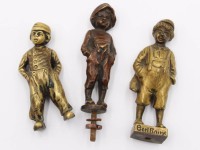 Auktion 369<br>3x kl. Bronzen, ohne Pdeste, 2x wohl Julius Paul Schmidt-Felling (1835-1920), Altersspuren, ca. 8cm