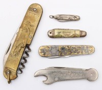 Auktion 369<br>5x  div. antike Taschenmesser, ca.  L-eingeklappt 10,5cm bis 3,5cm