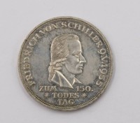 Auktion 369 / Los 6037 <br>5-D-Mark-Silbergedenkm&uuml;nze,Friedrich von Schiller 1955 F