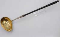 Auktion 374<br>antike Kelle, 19. Jhd., Holzgriff, Silberlaffe, L-43cm