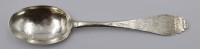 Auktion 369 / Los 11038 <br>antiker Silber-L&ouml;ffel, ziseliert, verso Namengravur und datiert 1766, 45,5gr., L-22cm