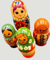 Auktion 369<br>4x russische Volkskunst, Matroschkas, handbemalt, samt Innenleben, H-max.  22 cm