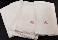 Auktion 369 / Los 13006 <br>5x alte Geschirrt&uuml;cher mit Ziermonogramm, 45x100 cm