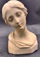 Auktion 369<br>Stuck Frauenb&uuml;ste "Madonna von Rimini" betitelt verso, H-20 cm