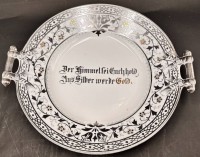 Auktion 369<br>Silberhochzeits-Schale mit Spruch, D-26 cm