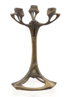 Auktion 369<br>schwerer Jugendstil-Bronze-Leuchter, Entwurf Paul Follot um 1900,, H-31 cm, D-ca. 15