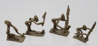 Auktion 369<br>4x kl. afrikan. Bronzen, Arbeiter, H-ca. 4 cm