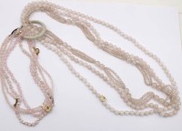 Auktion 369<br>7x div. Rosenquarz-Halsketten, 3x endlos, ca. L-46cm