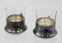 Auktion 369<br>2x Teeglashalter um 1910, WMF Straussenmarke, Ziermonogramm, je ca. H-9cm