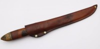 Auktion 371<br>Fischmesser, J. Marttiini, Finnland, fig&uuml;rlicher Griff aus Bronze, ca. L-33cm