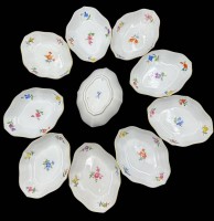 Auktion 369<br>10x ovale Sch&ouml;lchen "Meissen" Blumenmalerei, alle 1.Wahl