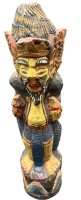 Auktion 369 / Los 15550 <br>alte Bali Holzfigur, farbig gefasst, wohl Priester, H-41 cm, Altersspuren