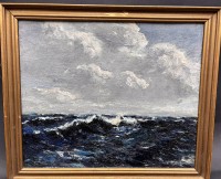 Auktion 369 / Los 4029 <br>unleserl. in Farbe signiert "Seest&uuml;ck" auf Pappe, gerahmt, RG 29x34 cm