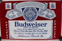 Auktion 369 / Los 5029 <br>gr. Werbeplakat f&uuml;r Budweiser Bier, &auml;lter, teilw. Samt? , ungerahmt, BG ca. 58,5 x 89cm