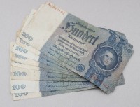 Auktion 369<br>8x  je 100 Reichsmark Banknoten