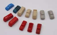 Auktion 369 / Los 12021 <br>12x kl. Kunststoff-Modelle, wohl Margarine, &auml;lter, 1x ohne R&auml;der