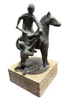 Auktion 369 / Los 15142 <br>Bronze auf Steinsockel "Hl. Martin", H-18,5 cm, verso mit Widmungsschild