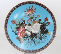 Auktion 369<br>japan. Cloisson&eacute;-Teller, Reiher, Meiji-Zeit , D-30,5cm