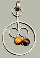 Auktion 369<br>gr. vintage Silber-835- Kettenanh&auml;nger mit 2 Tigeraugen-Kugeln, beweglich, H-5 cm, 6,1 gr