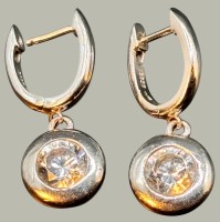 Auktion 369<br>Paar Silber-925- Ohrh&auml;nger mit gr. klaren Stein, 6,8 gr