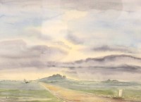 Auktion 369<br>unleserl. signiert '86, Hallig Hooge, Aquarell, ger./Glas, 60 x 72,5cm