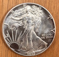 Auktion 369<br>ein Dollar 1987,Silver Eagle USA, eine Unze Feinsilber-999-