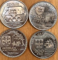 Auktion 369<br>4x 200 Escudos Silberm&uuml;nzen, Portugal, 90-er Jahre, zus. 85,6 gr
