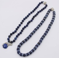 Auktion 369<br>2x Halsketten, Lapislazuli, Magnetschlie&szlig;en, ca. L-45cm