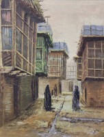 Auktion 369<br>monogrammiert, Strassenszene, &Ouml;l/Leinwand, gerahmt, RG 53,5 x 43cm