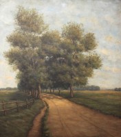 Auktion 369 / Los 4063 <br>Fedor SZERBAKOW (1911-2009) "Landstrasse im  Teufelsmoor", &Ouml;l/Malfaser, gerahmt, RG 100x90 cm, Sperrgutversand