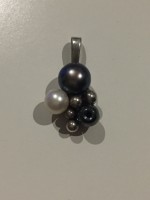 Vintage Perlen Anh&auml;nger Traube &ndash; 835 Silber &ndash; Multicolor Design &ndash; Edel &amp; Klassisch