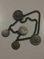 Charivari &ndash; Trachtenkette mit 5x 1/4 Florin m&uuml;nzen &ndash; Antik