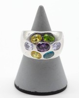 Auktion 369<br>Silberring 925/000 ( Punziert ), Multicolor, Gewicht: 12,6 g. RG. 55