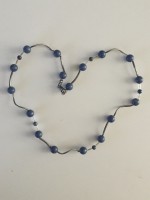 Edle Halskette 925 Silber &ndash; Lapislazuli Blau &ndash; Design Collier &ndash; Sterlingsilber