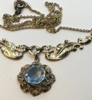Auktion 370 / Los 1013 <br>vintage Double Collier mit gr. blauen Stein, L-ca. 45 cm,