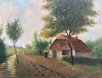 Auktion 370<br>Hans Noppet (oder &auml;hnlich?), D&uuml;sseldorf "Alte Kate" &Ouml;l/Leinen, gerahmt, RG 75x94 cm