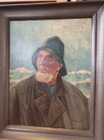 Auktion 370 / Los 4012 <br>Uphues "Portrait eines Fischers", &Ouml;l/Leinen, gerahmt, 59x46 cm