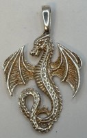 Auktion 370<br>gr. Silber-925- Drachenanh&auml;nger, tw. vergoldet, H-mit &Ouml;se  ca. 5,5 cm, 11,8 gr