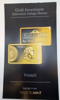 Auktion 370 / Los 6003 <br>Goldbarren-999- "Vreneli"  Schweiz, 1/100 Unze, in Box mit Zertifikat