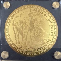 Auktion 370 / Los 6004 <br>grosse Goldm&uuml;nze -999- 100 Francs, Kongo, Elefant, 2021, D-65 mm, 1/50 oz, limitiert mit Zertifikat