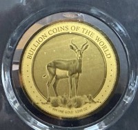 Auktion 370 / Los 6009 <br>Goldm&uuml;nze -999- 5000 Francs, Tchad, Springbock  2025, D-40 mm, 1/200 oz, limitiert mit Zertifikat