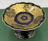Auktion 370<br>Tafelaufsatz "Weimar" Th&uuml;ringer Handarbeit, Kobalt mit Gold, H-14 cm, D-24 cm