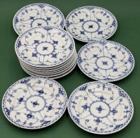 Auktion 370<br>12x Geb&auml;ckteller "Royal Copenhagen" Halbspitze, D-15 cm