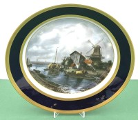 Auktion 370 / Los 8027 <br>gr. Schale "Kaiser" holl&auml;nd. Flusslandschaft", kobaltrand, D-33 cm