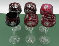 Auktion 370<br>6x div. Buntglas-R&ouml;mer, H-ca. 20 cm