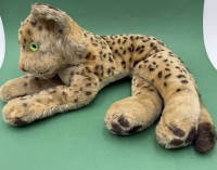 Auktion 370<br>vintage "Steiff" Tigerjunge, Knopf und Restfahne, bespielte Erhaltung, L- ca.32 cm