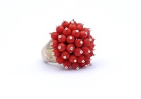 Auktion 370<br>Korallenring Silber 925/000, 13,6g., RG 52