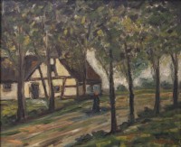 Auktion 370 / Los 4032 <br>H.Fritz, Geh&ouml;ft, &Ouml;l/Hartfaser, gerahmt, RG 49 x 56,5cm
